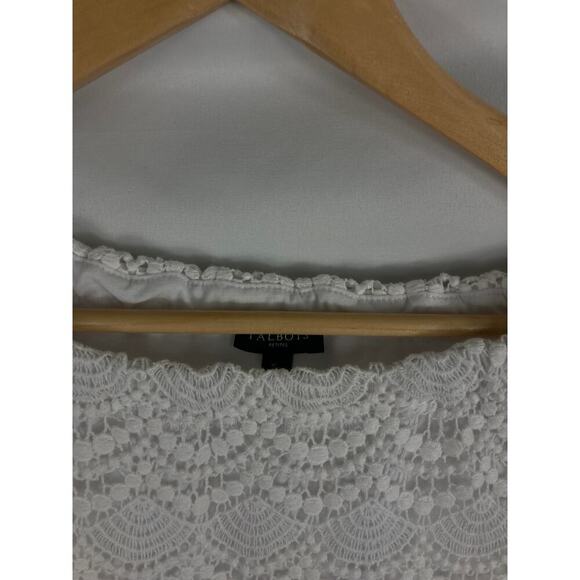 Talbots Scalloped Lace Off Shoulder Blouse White Size SP - Picture 2 of 6